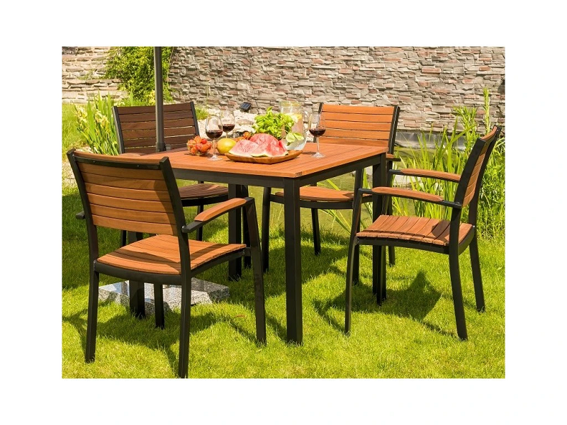 Table de jardin aluminium 89x89 cm résistante extérieur terrasse FLAMINGO
