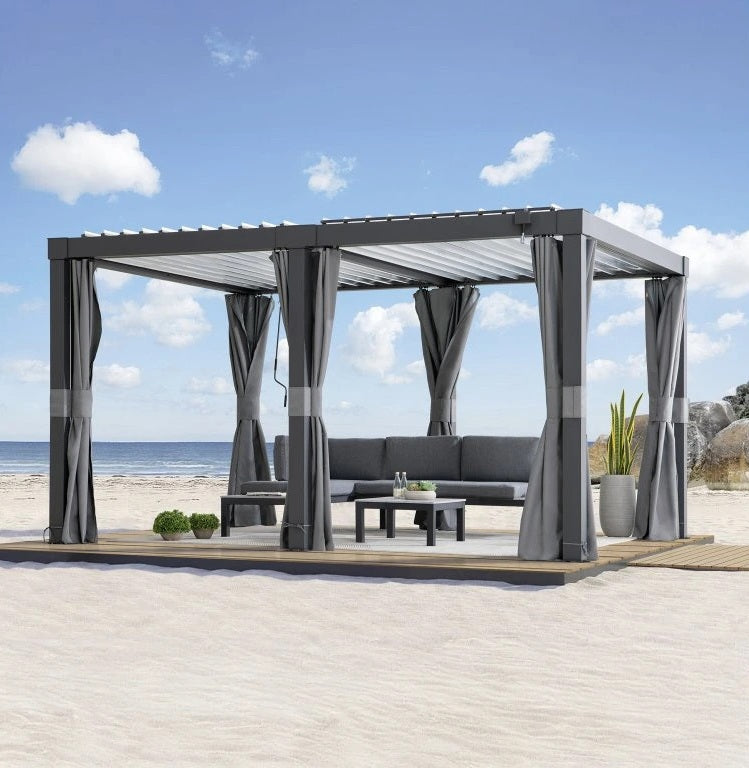 Pergola extérieure Matterhorn 406x306 cm LED toit à lames