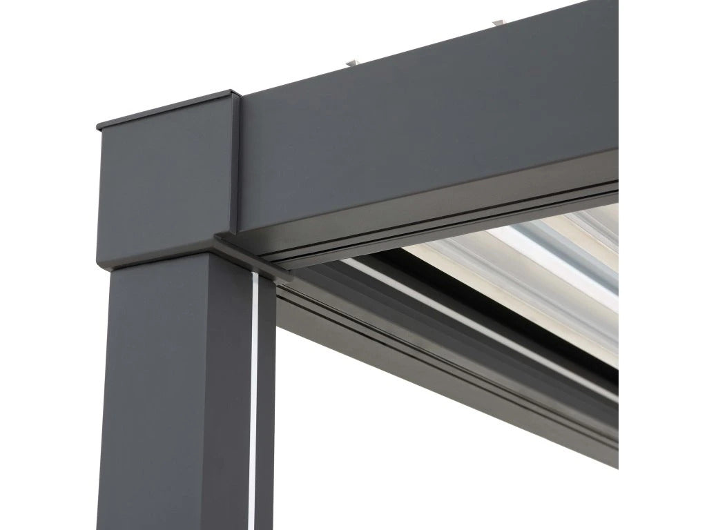 Pergola extérieure Matterhorn 406x306 cm LED toit à lames