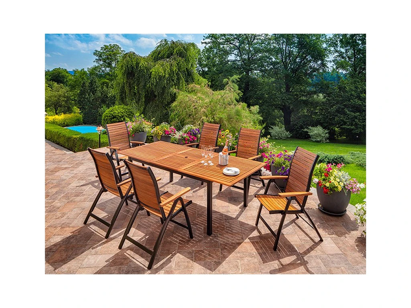 Table de jardin rectangulaire pliante 6-8 personnes aluminium