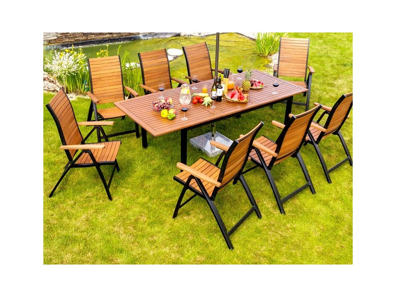 Table de jardin rectangulaire pliante 6-8 personnes aluminium
