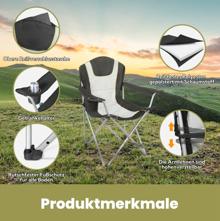 Chaise Camping Pliante Inclinable 150 kg Dossier Réglable