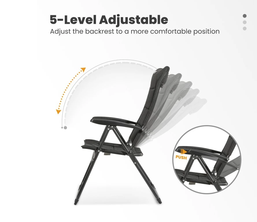 Chaise Camping Pliante Inclinable Aluminium 150 kg