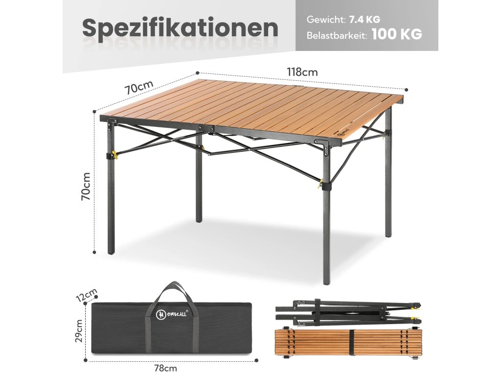 Table pliante camping 180 cm robuste extérieure 6 personnes portable
