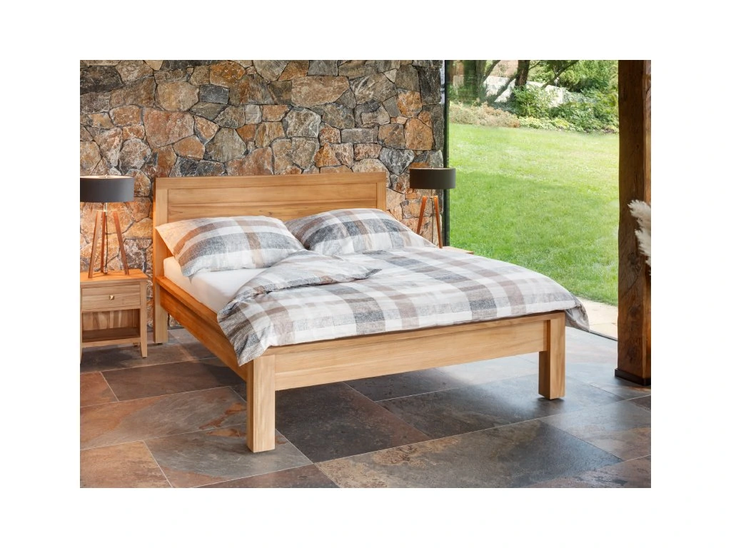 Lit en teck massif 180x200 Bali Dream, avec tête pleine design élégant