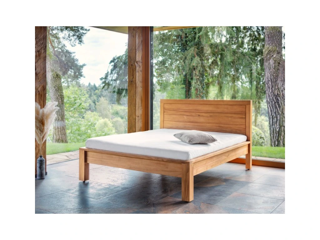 Lit en teck massif 180x200 Bali Dream, avec tête pleine design élégant