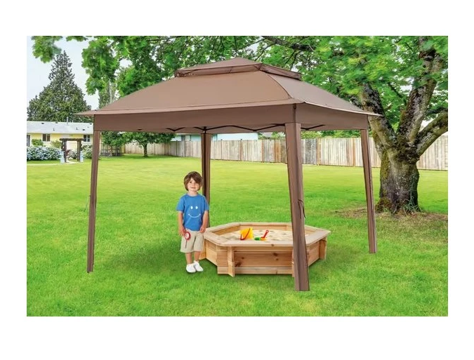 Tonnelle de jardin pliante 3x3 m Vista marron avec moustiquaires