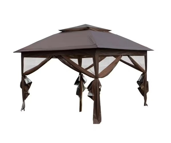 Tonnelle de jardin pliante 3x3 m Vista marron avec moustiquaires