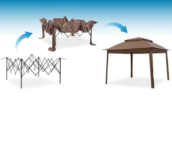 Tonnelle de jardin pliante 3x3 m Vista marron avec moustiquaires