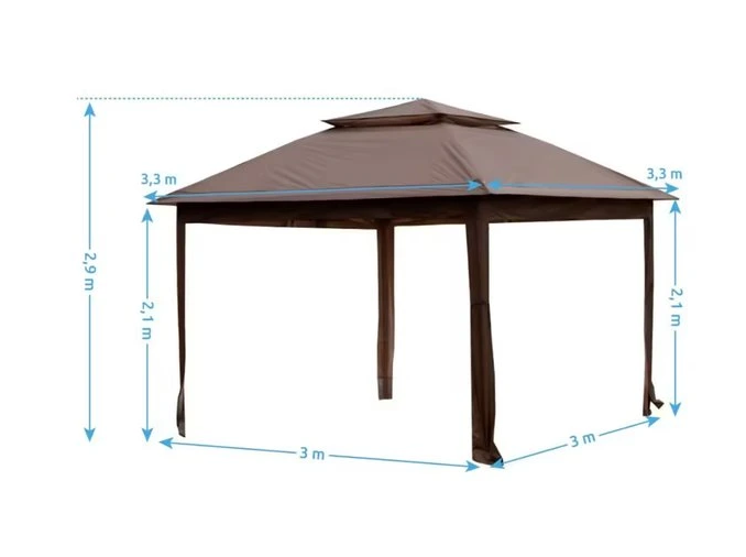 Tonnelle de jardin pliante 3x3 m Vista marron avec moustiquaires