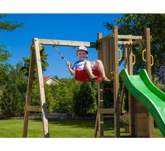 Aire de jeux jardin avec toboggan balançoire enfants extérieur