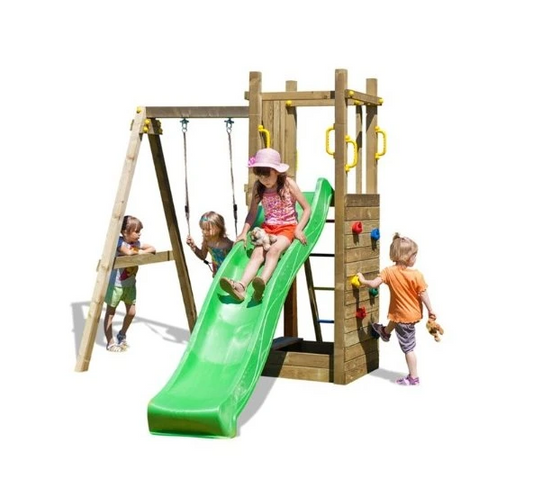 Aire de jeux jardin avec toboggan balançoire enfants extérieur