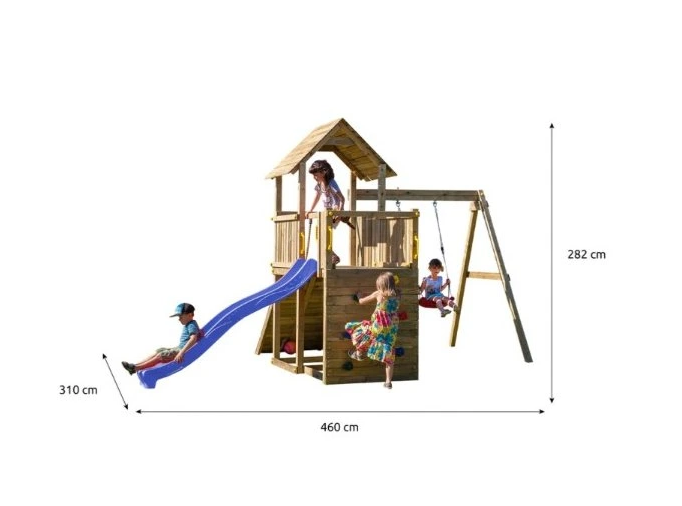 Aire de jeux extérieur avec toboggan et balançoire PLAY BASIC 003