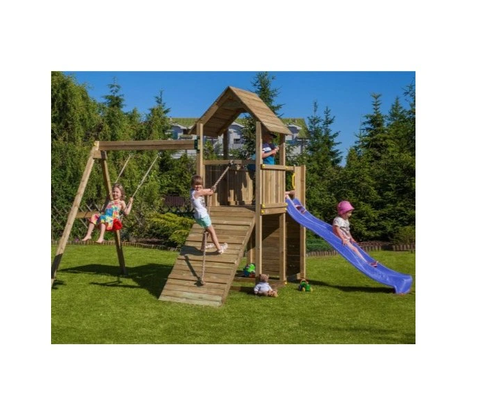 Aire de jeux extérieur avec toboggan et balançoire PLAY BASIC 003