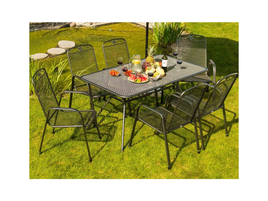 Table de jardin TAVIO en métal gris 160 x 90 x 74 cm