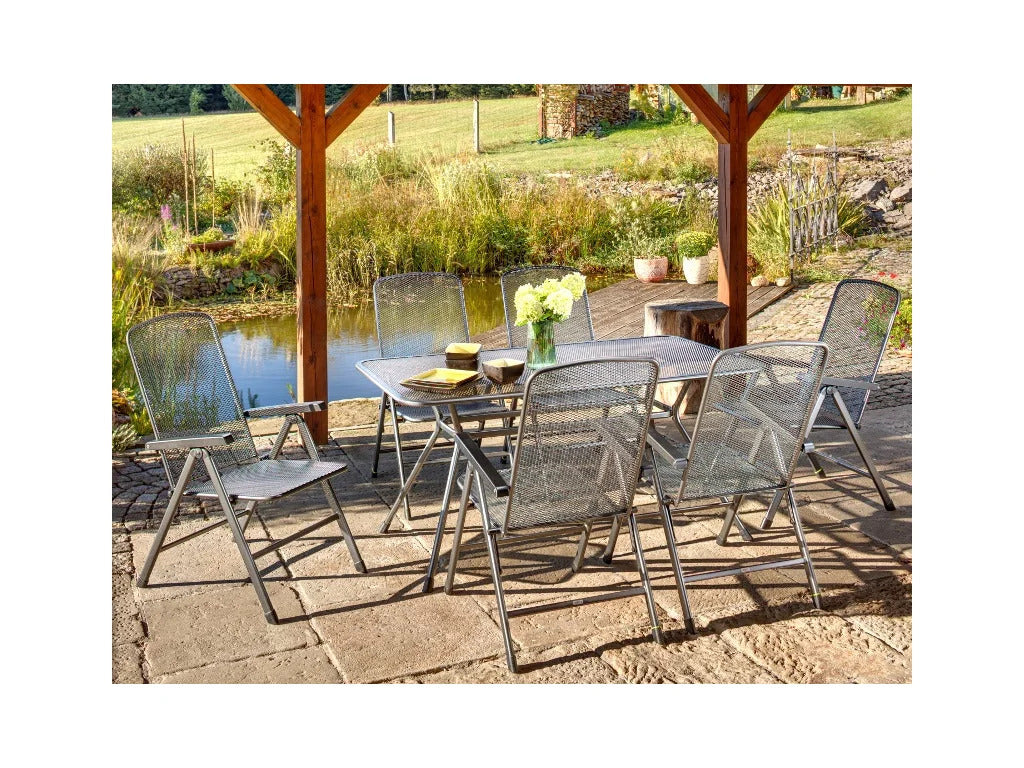 Table de jardin TAVIO en métal gris 160 x 90 x 74 cm