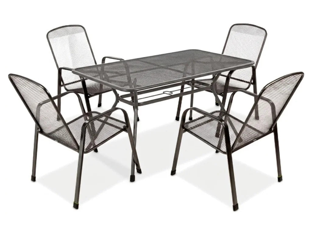 Table de jardin TAVIO en métal gris 160 x 90 x 74 cm