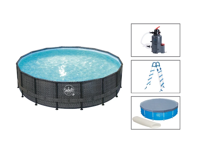 Piscine hors sol 4.88m avec filtre à sable kit complet jardin