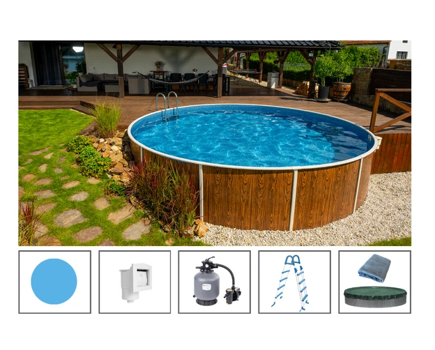 Azuro Piscine bois complète 7x3 avec filtre et échelle