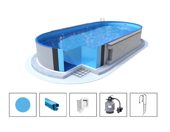 Piscine hors-sol ovale Ibiza 4,16 x 8 m kit complet filtration sable