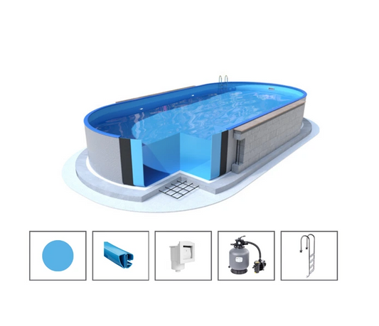 Piscine ovale 10 m kit complet acier avec filtre et échelle