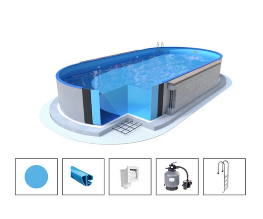 Piscine ovale 5x9 Ibiza kit complet filtre sable et échelle
