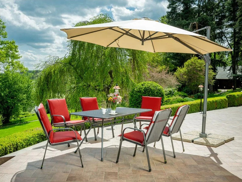 Parasol déporté Borneo 3,5 m gris 360° UPF 50+