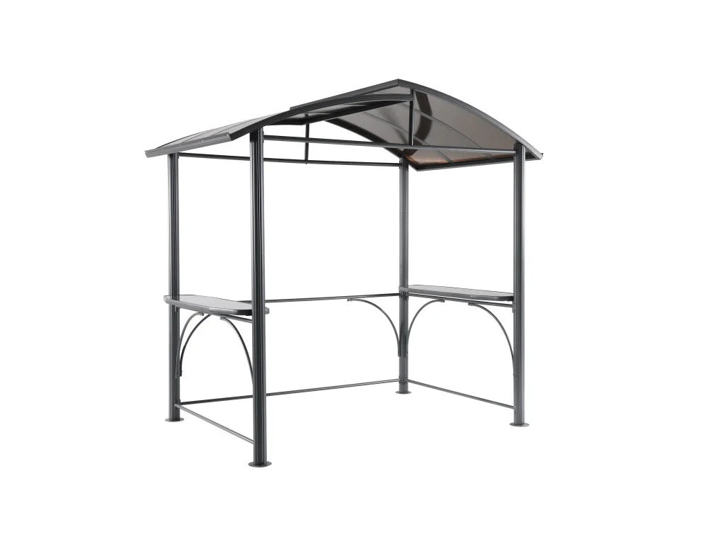 Abri barbecue en acier avec toit rigide et 2 étagères 236 x 150 x 235 cm