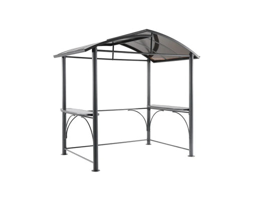 Abri barbecue en acier avec toit rigide et 2 étagères 236 x 150 x 235 cm