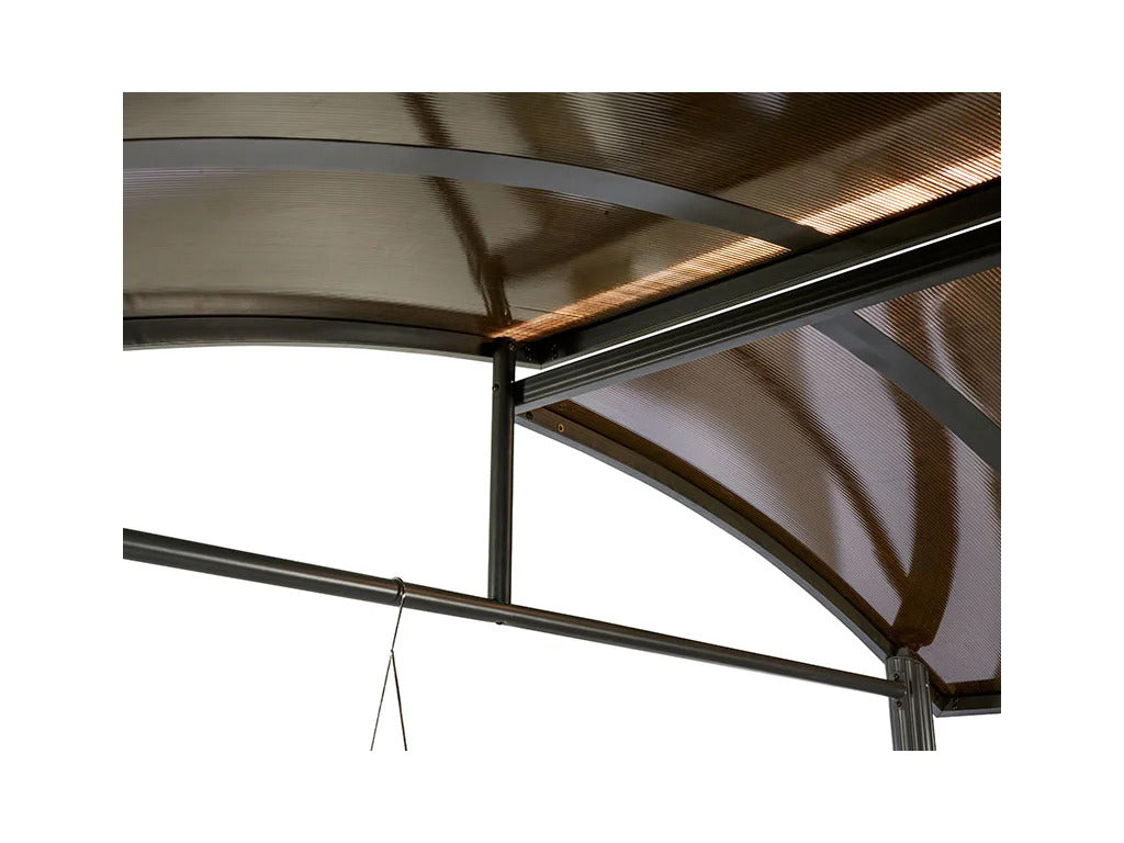 Abri barbecue en acier avec toit rigide et 2 étagères 236 x 150 x 235 cm