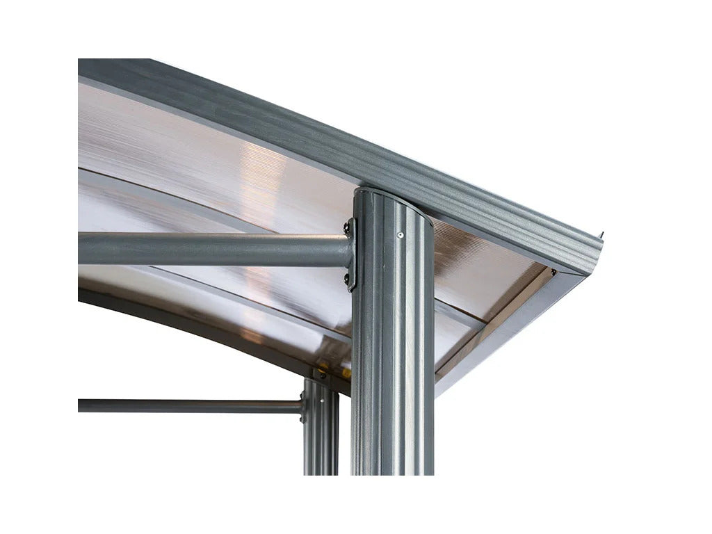 Abri barbecue en acier avec toit rigide et 2 étagères 236 x 150 x 235 cm