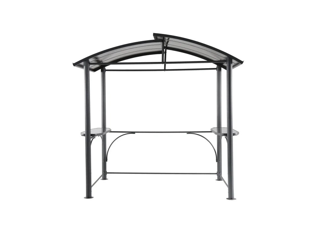 Abri barbecue en acier avec toit rigide et 2 étagères 236 x 150 x 235 cm