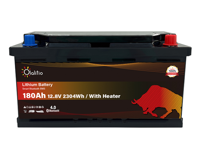 Batterie au lithium LiFePO4 12 V 180 Ah avec BMS et Bluetooth