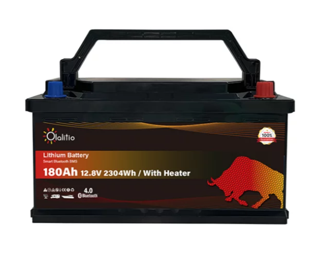 Batterie au lithium LiFePO4 12 V 180 Ah avec BMS et Bluetooth