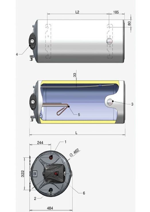 Chauffe-eau électrique horizontal 120 L 2000 W