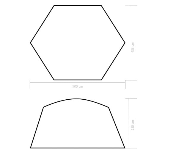 La tente de piscine bleue mesurant 500 x 433 x 250 cm