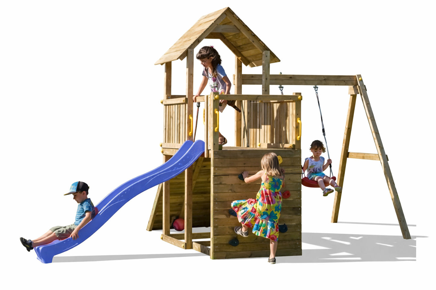 Aire de jeux extérieur avec toboggan et balançoire PLAY BASIC 003