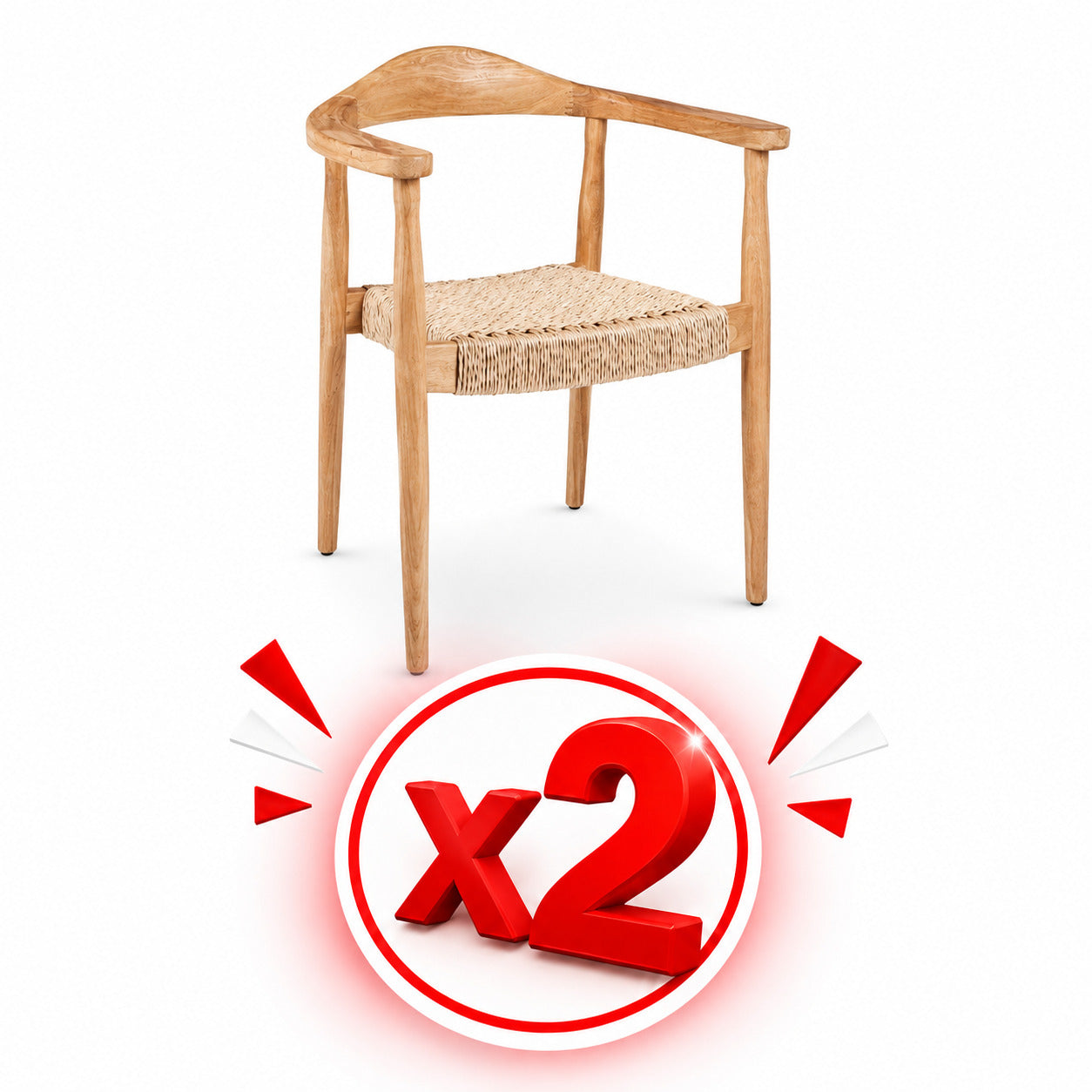 Lot de 2 Chaises MARON en Teck Chaise Salle à Manger avec Accoudoirs