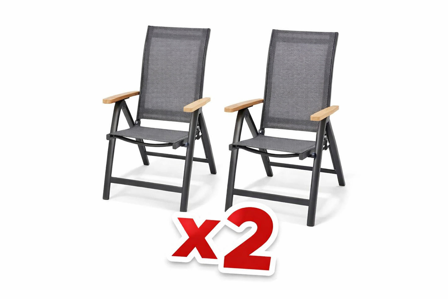 Chaises de jardin pliantes aluminium lot de 2 inclinables ESSENCE