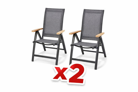 Chaises de jardin pliantes aluminium lot de 2 inclinables ESSENCE