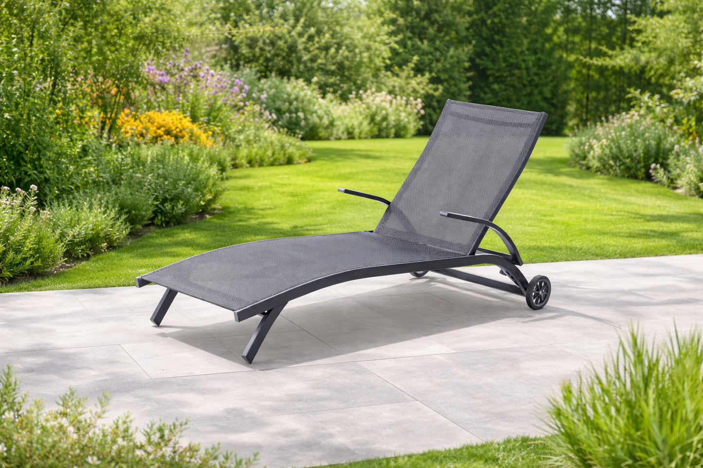 Bain de soleil aluminium 4 positions ALEGRIA | Transat jardin terrasse piscine