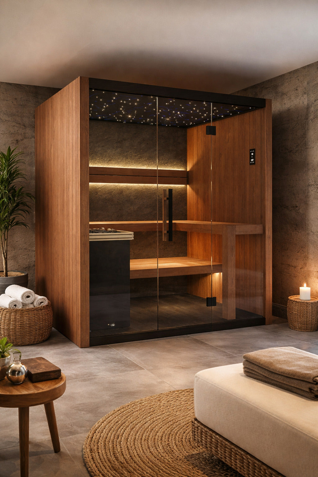 Sauna finlandais intérieur pour 4 personnes, 6 kW avec Wi-Fi