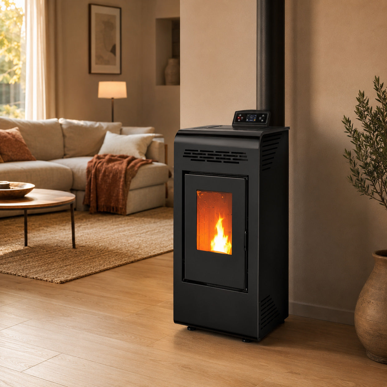 Poêle à granulés POWER 8 PLUS 8,74 kW noir, jusqu’à 150 m³, A+