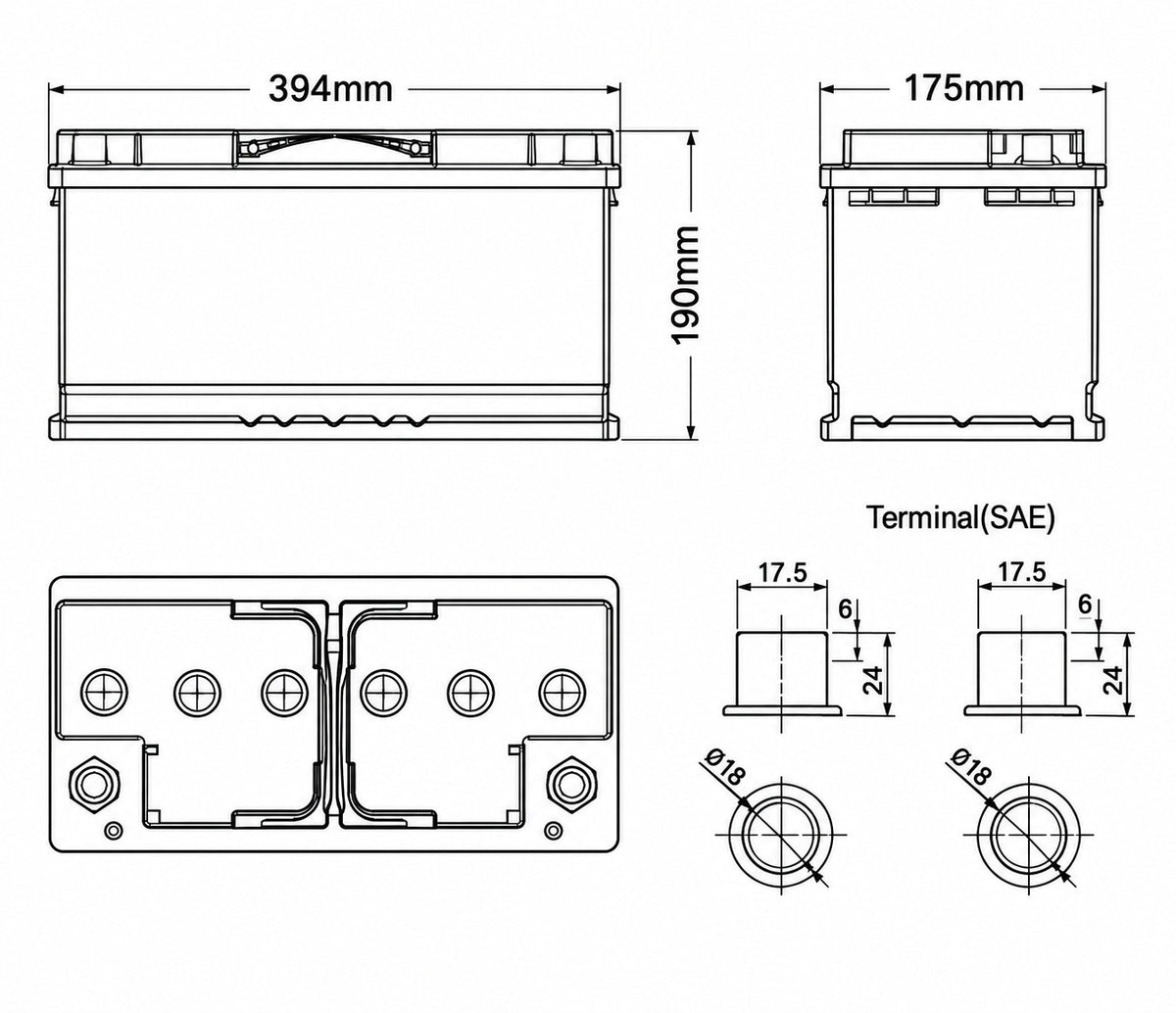 Batterie AGM OLA 12 V 105 Ah 950 A Cycle profond et démarrage