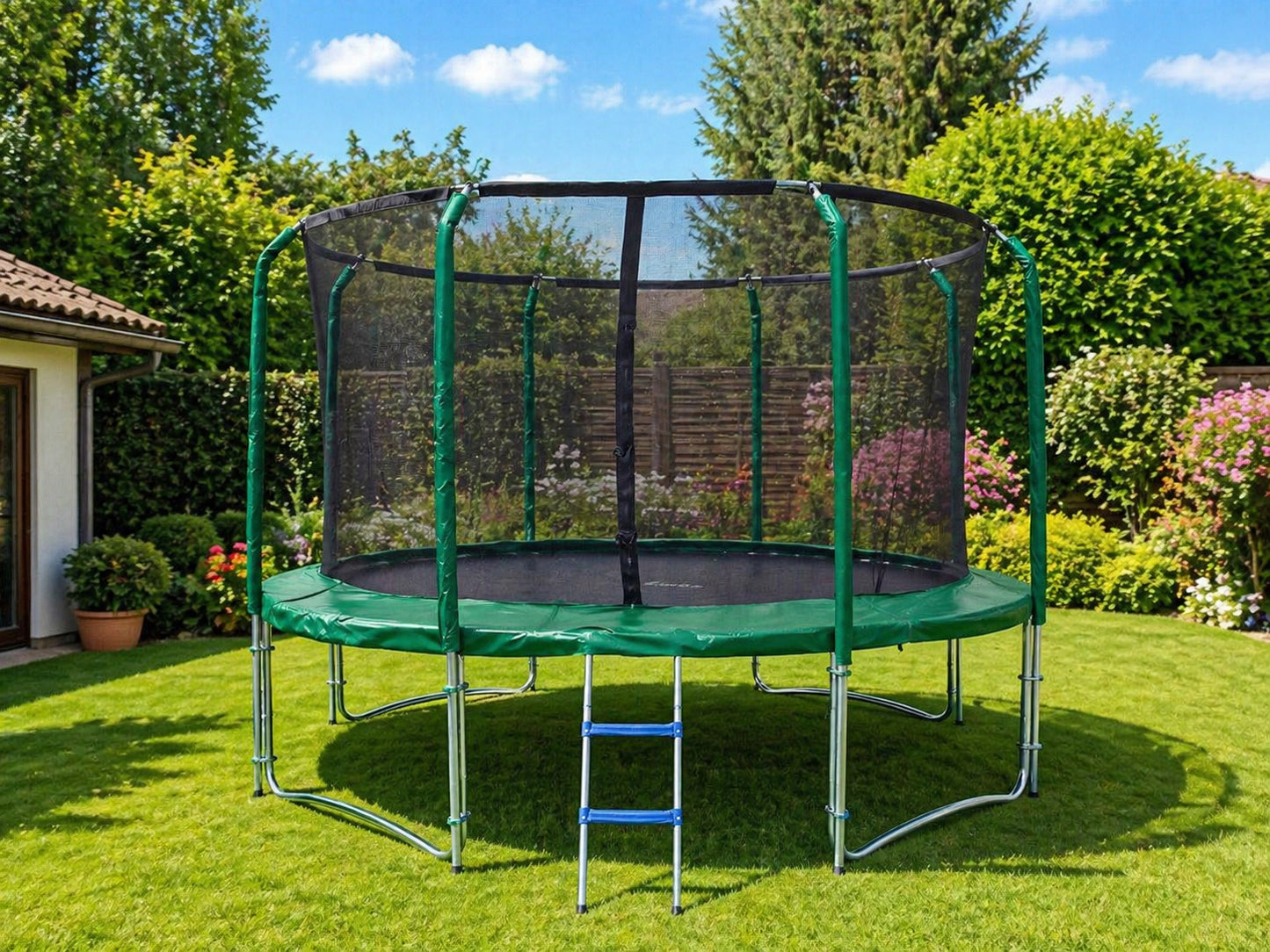 Trampoline 366 cm jardin avec filet intérieur renforcé acier 150 kg