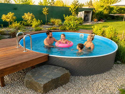 Piscine Hors Sol Azuro Rattan 4.6 x 1.2 m en Acier pour Jardin