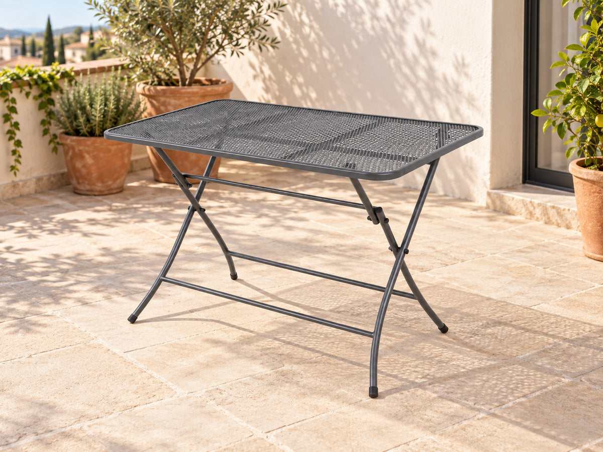 Table de jardin pliante TAVIO 110 x 70 cm Métal gris