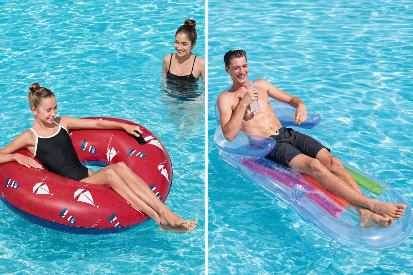 Kit Jeux Piscine 5 en 1 avec Filet Volleyball, Matelas Gonflable et Ballons de Plage