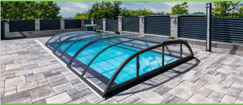 La couverture de piscine DALLAS CLEAR B de 462 x 850 cm - DEMANDER UN DEVIS!!