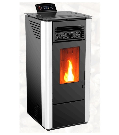 Poêle à granulés blanc ELITE 10 kW, chauffe jusqu'à 180 m³